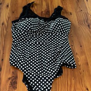 Catalina Black and White Polka Dot One Piece Swimsuit